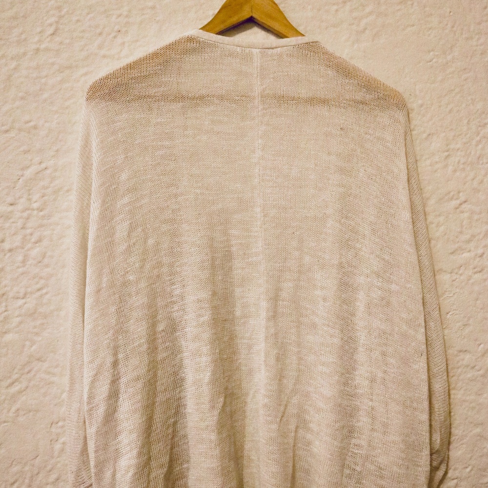 CLUB MONACO White Knit Linen Cardigan Short Sleeve